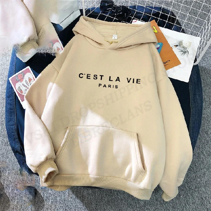 

Cest La Vie Letter Print Hoodie Men Fashion Sweatshirts Hoodies Kids Hip Hop Hoodie Boy Coat Women Sweats Mens Clothing Paris