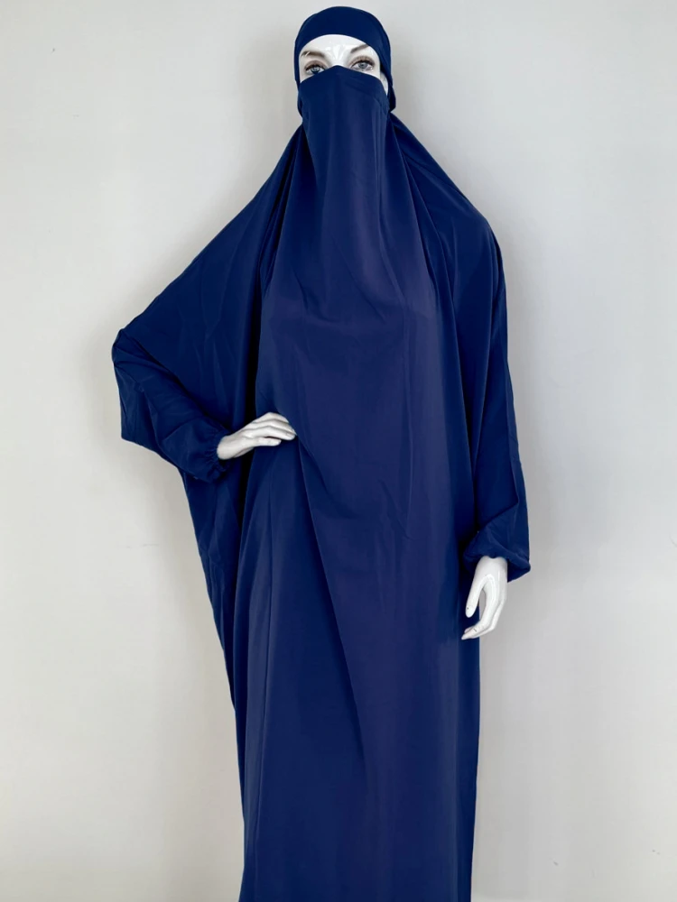 Muslim Women Jilbab One-piece Prayer Dress Hooded Abaya Islamic Clothing Dubai Saudi Black Robe Turkish Modesty  abaya dubai