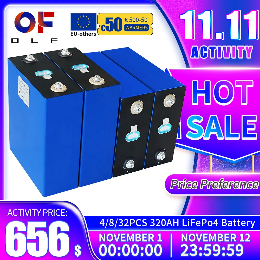 Cena Nowy 3.2V 320ah 310Ah Lifepo4 Baterii DIY 12V 24V 48V System Oszczędzania Energii Słonecznej łódź Off Siatki Akumulator Bateria Inwertera