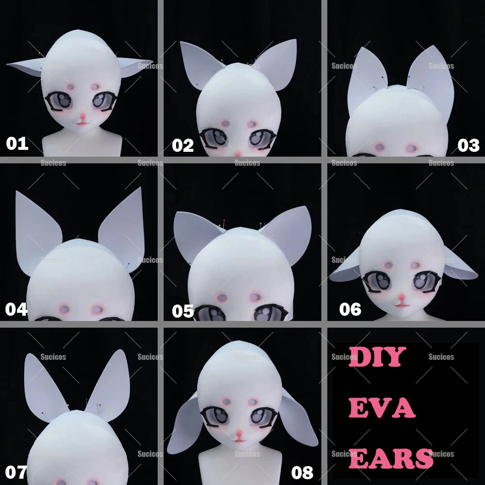 Фото Модели ушей для фурсьюта DIY: кошка, лиса, волк, собака, овца, кролик. Материалы для кигуруми, основы для ушей из ЭВА, аксессуары ручной работы. №1