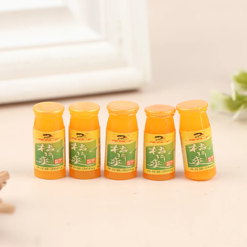 

5Pcs 1:12 Dollhouse Miniature Orange Juice Drinks Bottles Model Dolls Kitchen