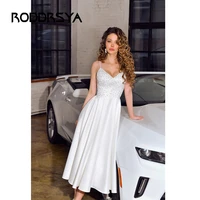 roddrsy modern short wedding dress 2022 sexy v neck spaghetti glitter a line satin dress for women robe de novia custom made new