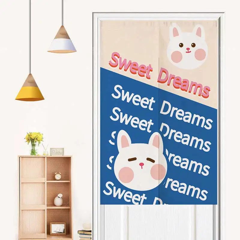

Fabric Door Curtain Partition Curtain Household Bedroom Children'S Room Half Curtain Toilet Shelter Curtain Hole Free Curtain