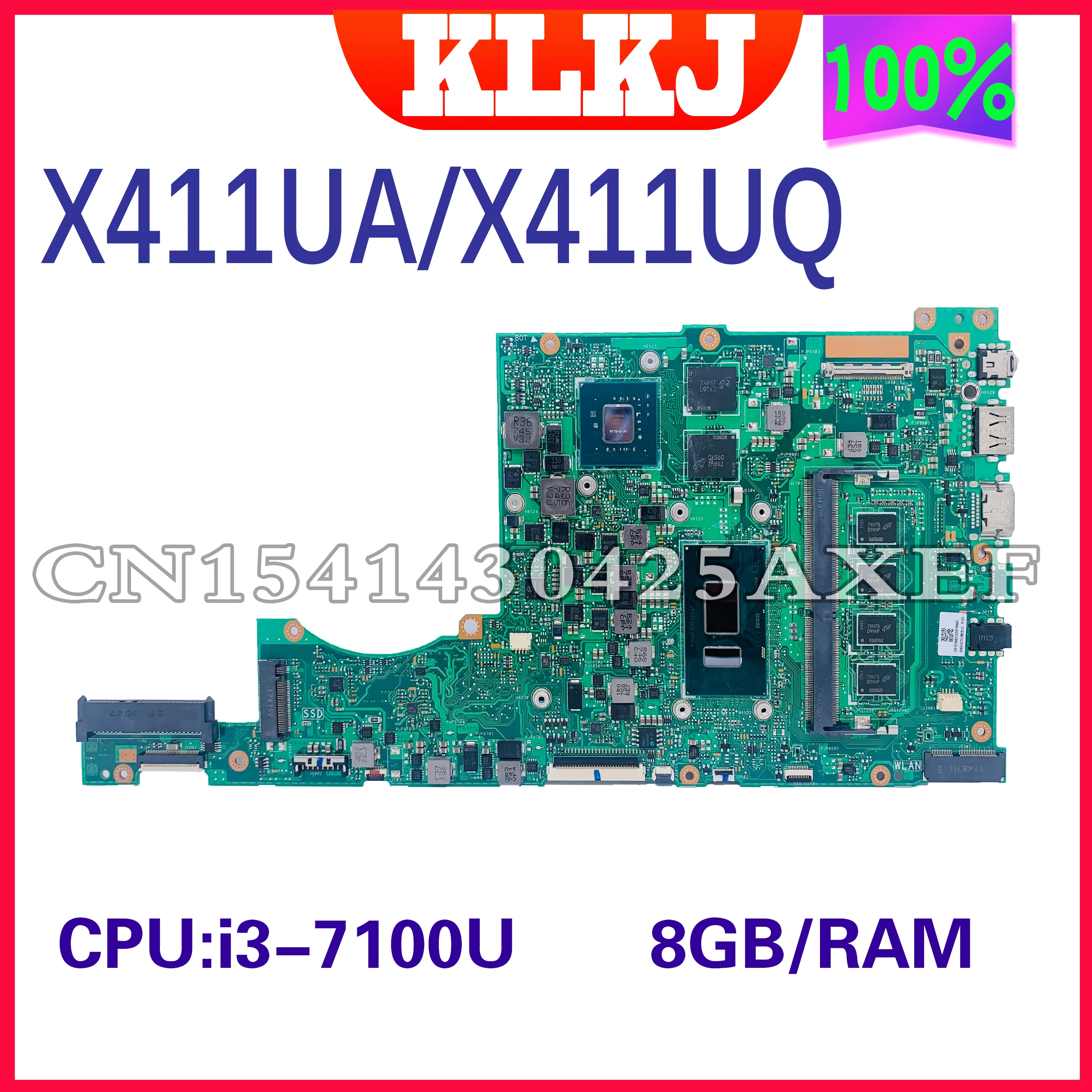 

Материнская плата Dinzi X411UA для ноутбука ASUS VIVO BooK S4000V S4100V X411UQ X411UA X411UN, материнская плата для ноутбука 100%, тест ОК, W/I3-7100U 8G/RAM
