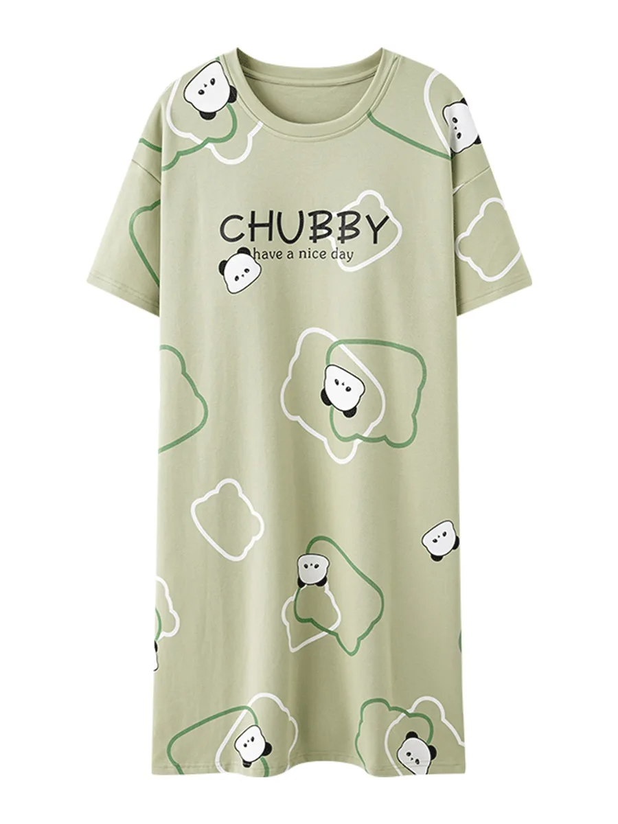 Nanjiren With Chest Pad Nightdress Women Summer Pure Cotton Plus size Pregnant 2024 New Short sleeve Mid-Length ...