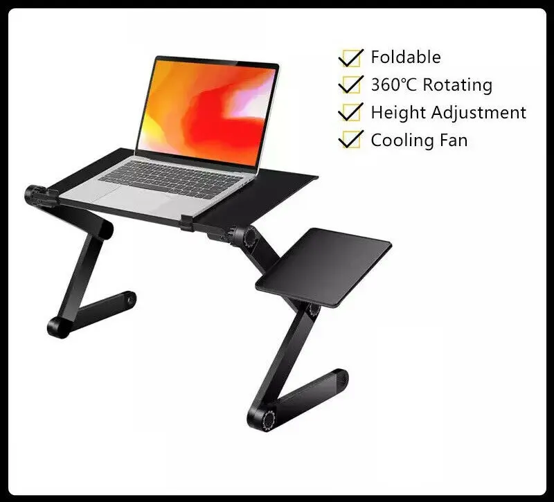 

Laptop Stand Desk Portable Adjustable height Mouse Holder office Table with Fan