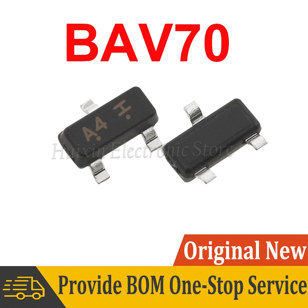 

50pcs BAV70 BAV70LT1G 0.2A 70V SOT-23 A4 SMD SOT transistor New and Original IC Chipset
