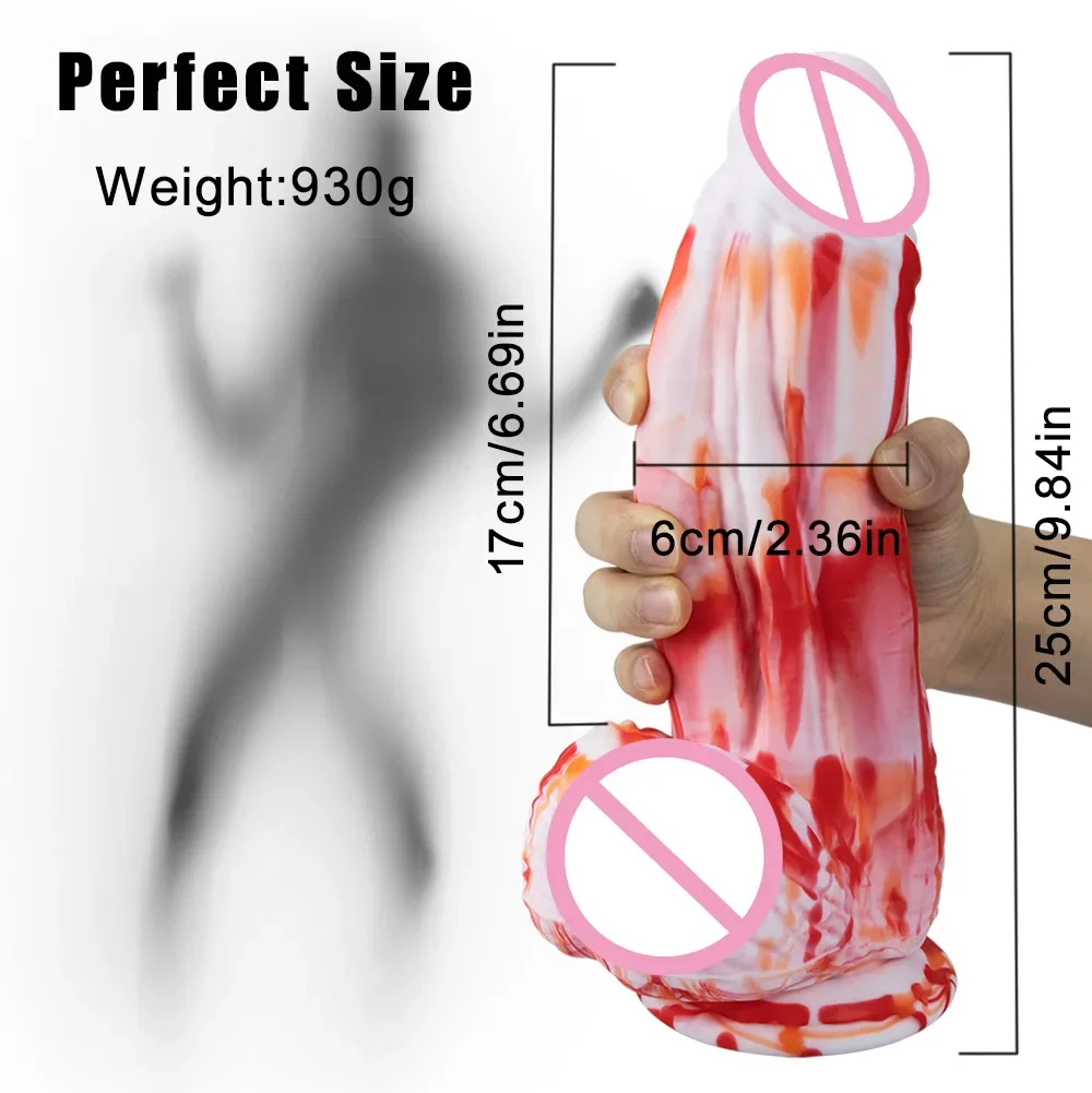 Огромный силиконовый фаллоимитатор толстый член красочный монстр анальный