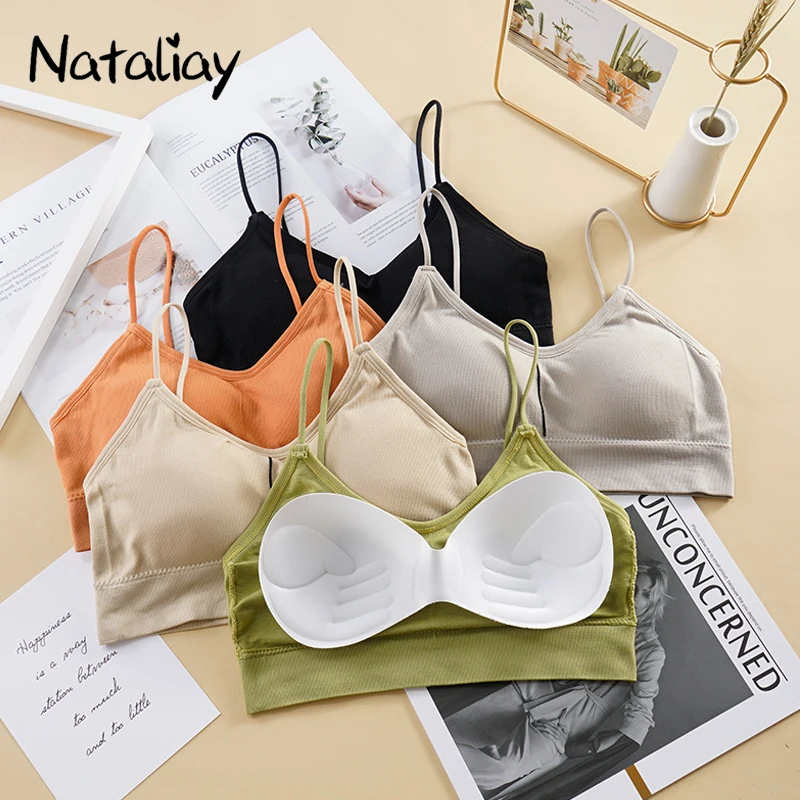 

Summer Sport Bra for Women Wire Free Suspenders Push Up Bra Solid Elastic Seamless Underwear Bralette