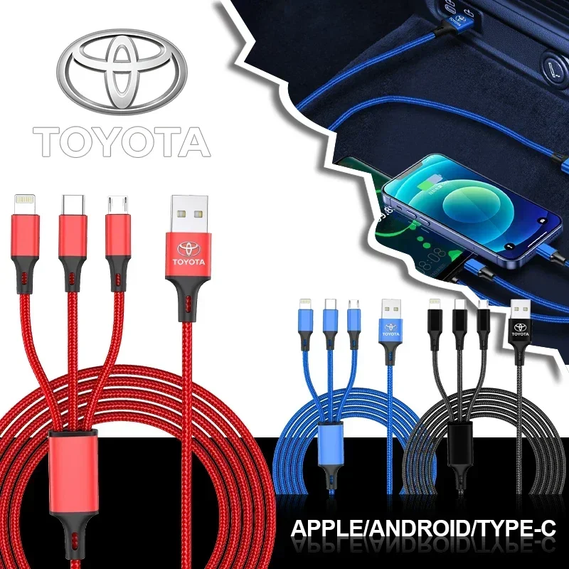 Для Toyota Prius Avensis Auris Yaris Verso Land Cruiser Camry Автомобильная эмблема 3 в 1 Type C Lightning Micro USB