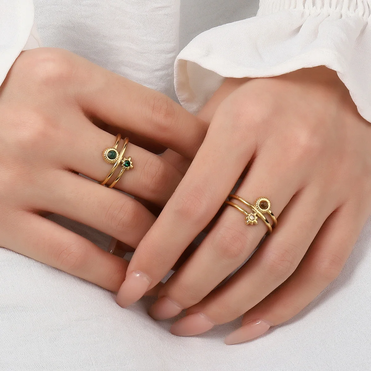 Vnistar французское кольцо из нержавеющей стали с черным красным агатом