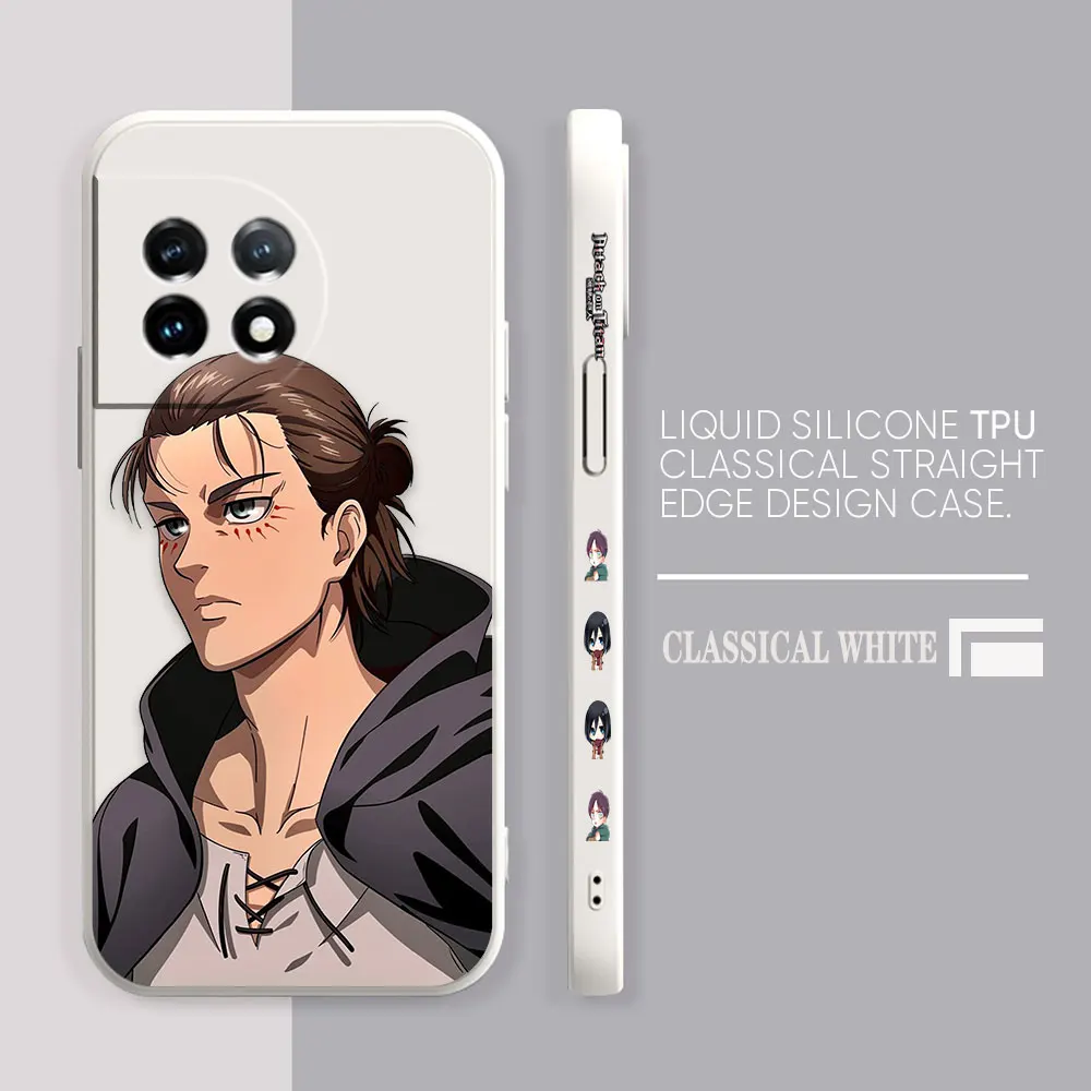 Phone Case For Oneplus 11 10 9 9R 9RT 8 8T 7 7T 5 5T 6 ACE 2 NORD Pro Liquid Case Funda Shell Anime A-Attack O-On T-Titan E-Eren