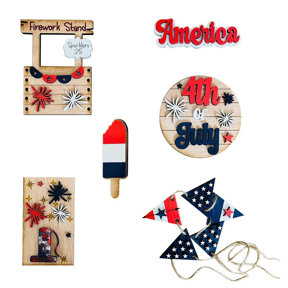 

6pcs Independence Day Adornment 4th of July Decoration Festival Desktop Decor