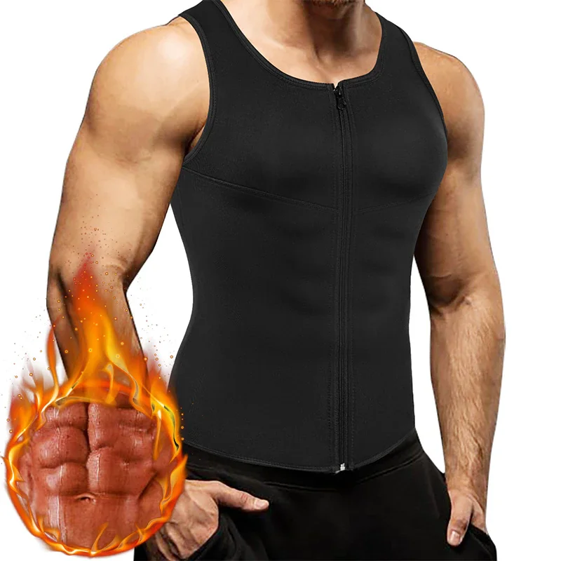 Men Waist Trainer Vest for Weight Loss Neoprene Corset Compression Sweat Body Shaper Slimming Shirt Workout Suit Belt Belly Faja