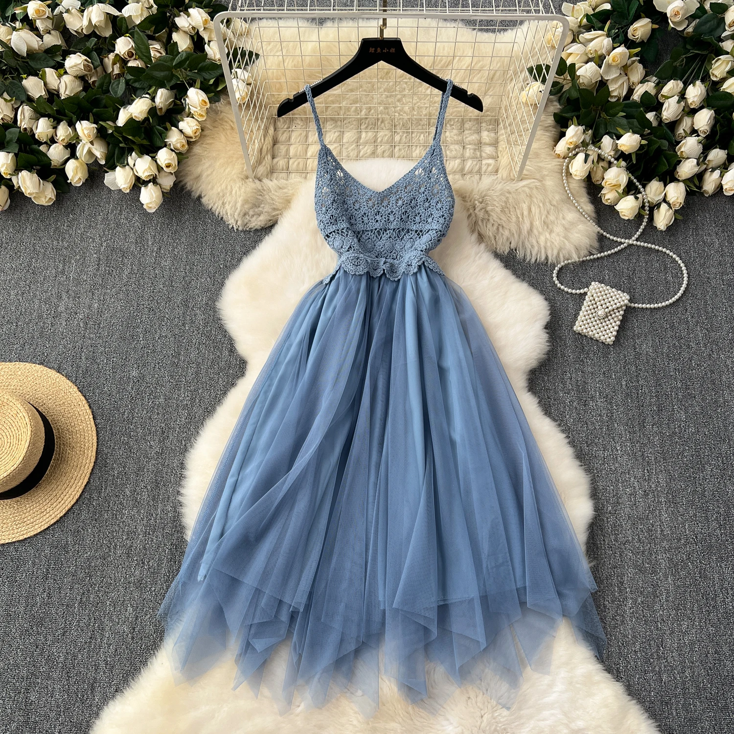 Женское трикотажное Сетчатое платье-комбинация с высокой талией и открытой