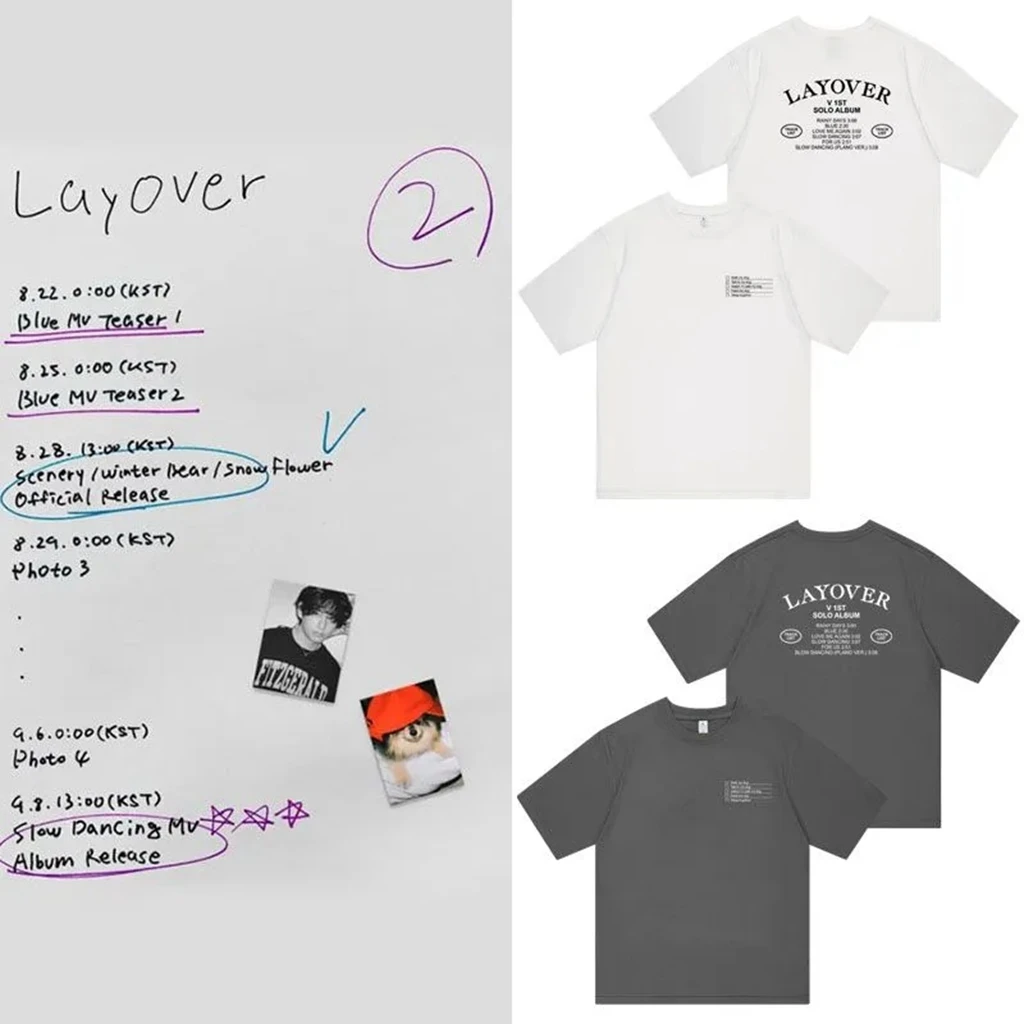 Kpop 2024 SUPER Solo Layover Футболка LETTER PRINTE Летняя женская хлопковая футболка с рукавами