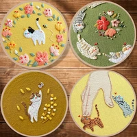 1530cm cute cat embroidery diy beginner handmade basic fabric kit diy cross stitch materials package embroidered accessories