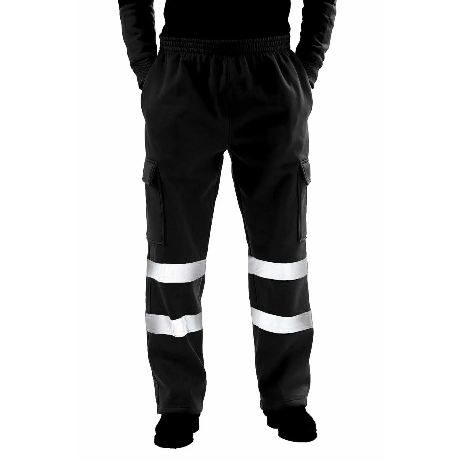 

Men's Pants Safety Rain Gear Reflective Stripes Solid Color Soft Pants for Office School Home Leisure Time