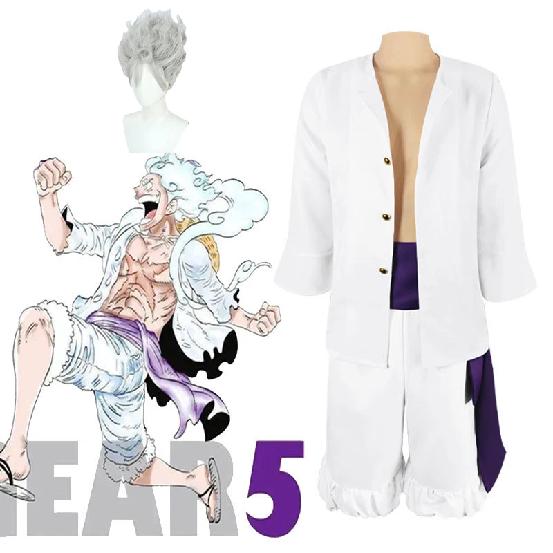 

Anime Nika Monkey D Luffy Cosplay Costumes Full Set Wig Uniform Hat Outfit for Men Adults Role Play Halloween Party Suit