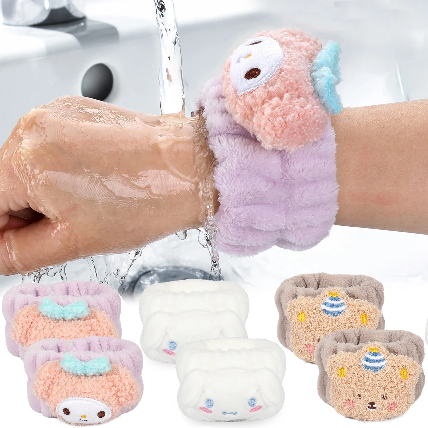 

Girl Plush Wash Face Wristband Cartoon Bear Sheep Rabbit Soft Wristband Yoga Running Sports Absorbing Sweat Wristband Sweatband