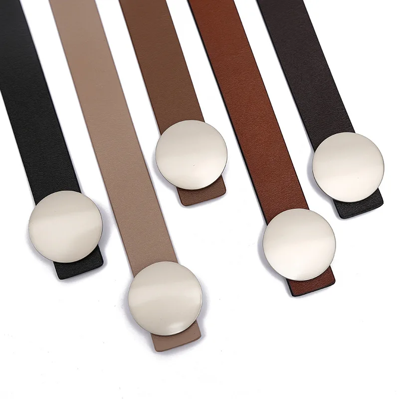 

Genuine Leather Retro Round Buckle Belt for Women Simple and Versatile New Fashionable and Luxurious Belt