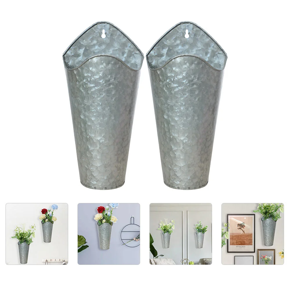 

Flower Wall Metal Hanging Vase Farmhouse Planter Bucket Potsgalvanized Vases Pot Iron Planters Holder Rustic Country Garden
