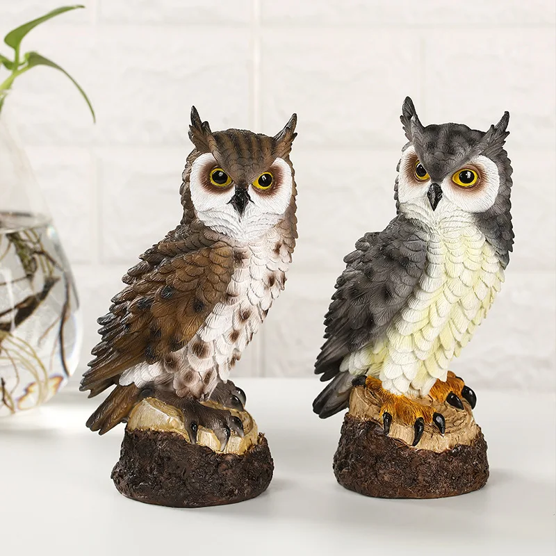 

Cute Owl Creative Decoration Resin Animal Sculpture Garden Park Home Living Room Simulation Ornament Micro Landscape Statue Gift