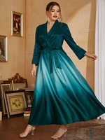 toleen 2022 new women spring fashion plus size large maxi chic elegant dresses green long sleeve casual evening party clothing