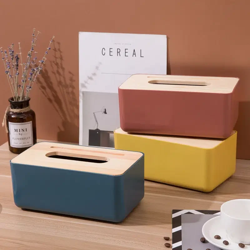 

Tissue Box Holder Organizer with Phone Holder Home Office Nordic Modern Desktop Tissue Holder Kitchen Plastic Storage Box