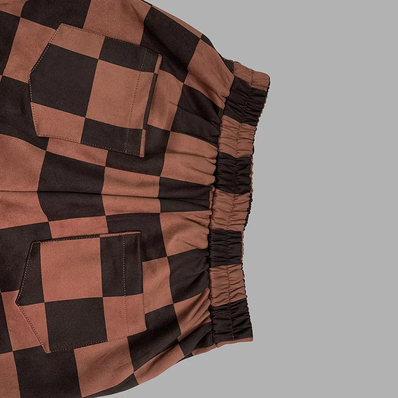 Женские брюки Freeacy с клетчатым принтом свободные широкие эластичной резинкой на