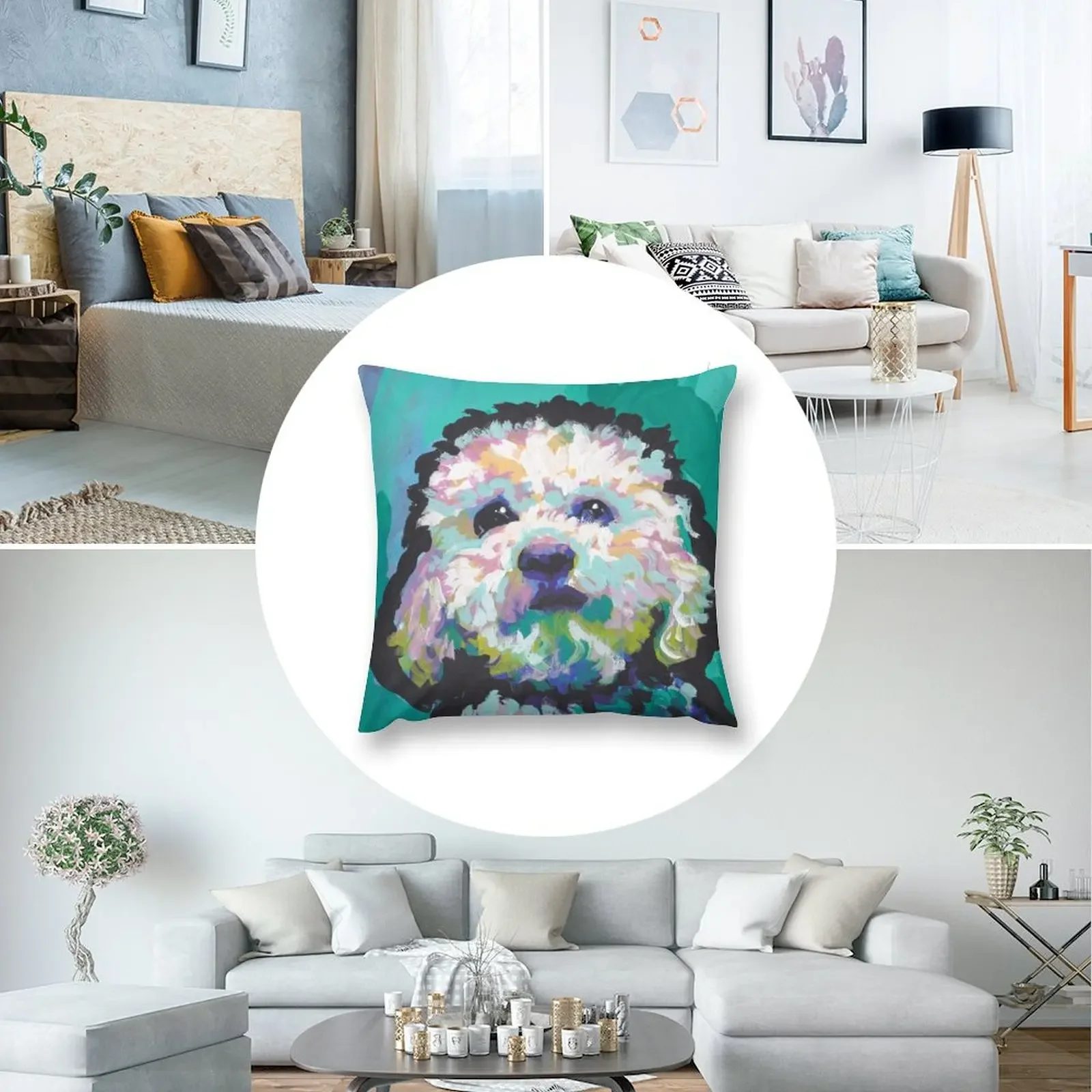 Пудель Мальтипоо Собака Яркая красочная поп-собака искусство Декоративные