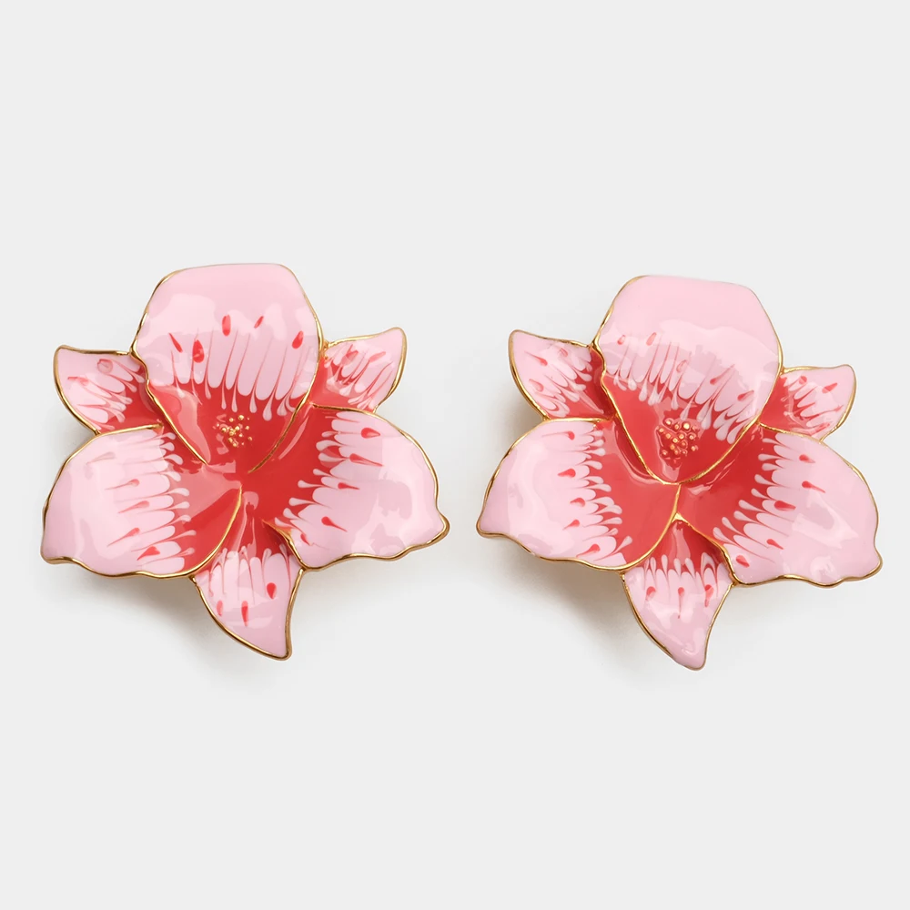 

JBJD Vintage Jewelry Enamel Flower Stud Earrings Metal Flower Summer Spring Earrings For Gift