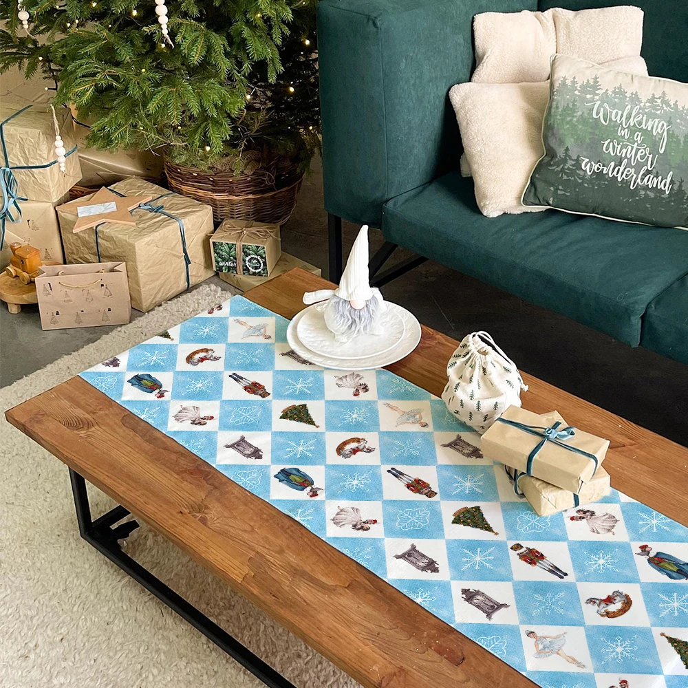 1 шт. синяя клетчатая рождественская скатерть Щелкунчик снежинка Рождественская