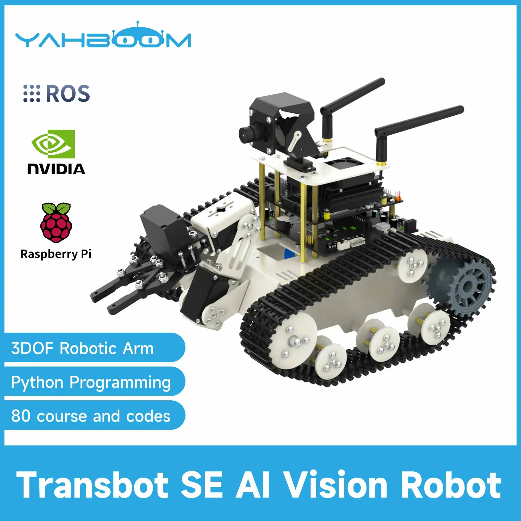 

Yahboom Transbot SE ROS Robot AI Vision Tank Car with 2DOF Camera PTZ Can MoveIt Simulation for Jetson NANO B01 and Raspberry Pi
