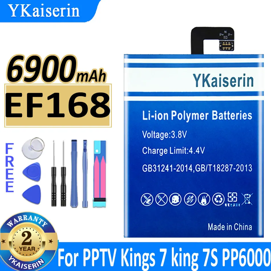 

Аккумулятор ykaisсеребрин 6900 мАч EF168 для PPTV King 7 King7 King 7S PP6000, Сменный аккумулятор для телефона + номер для отслеживания