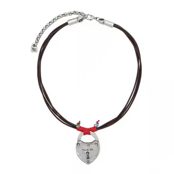 Yisheng Leather alloy bead necklace, Silver clasp,  with logo, wholesale, new 2021, European fashion gift
