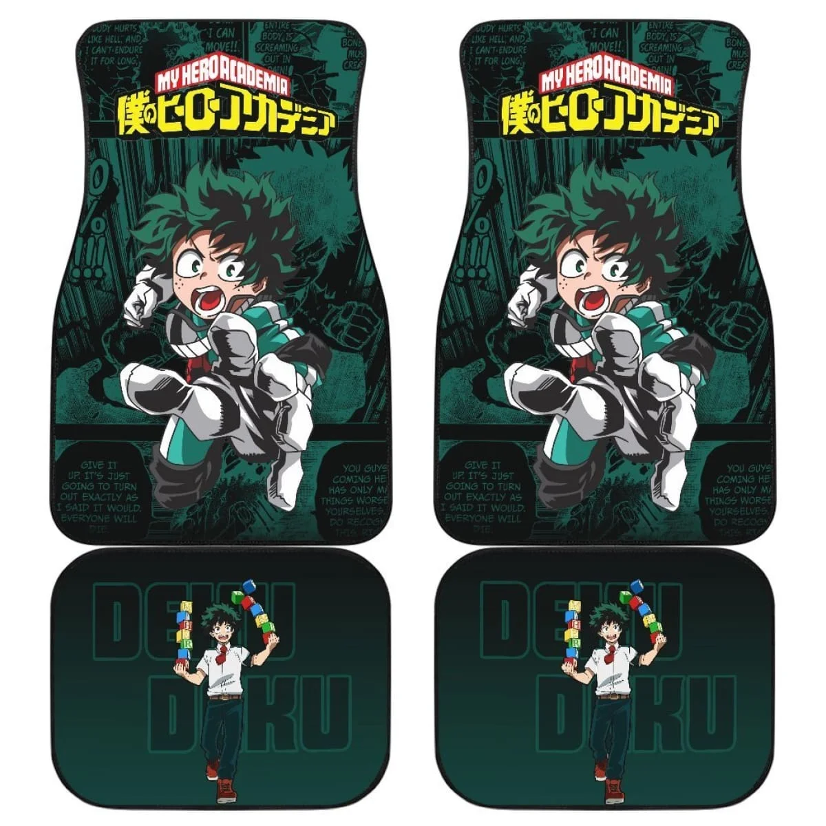 

Midoriya Izuku Deku My Hero Academia Car Floor Mats Manga Mixed Anime Cute Universal Fit Full Set Front Rear Car Floor Mats