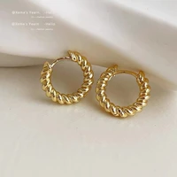 2022 classic twist shape metal hoop earrings korean simple accessories gothic party for women girls fashion jewelry student gift