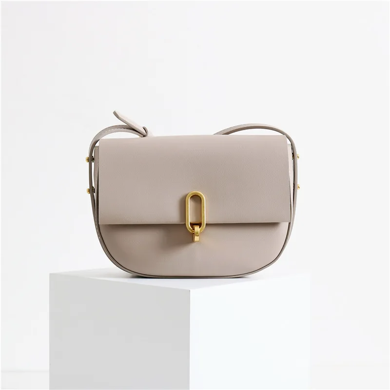 

Authentic Leather Women Saddle Bag 2022 New Cowhide Fashion One Shoulder Handbags Female Luxury Brand Designer Crossbody Bags