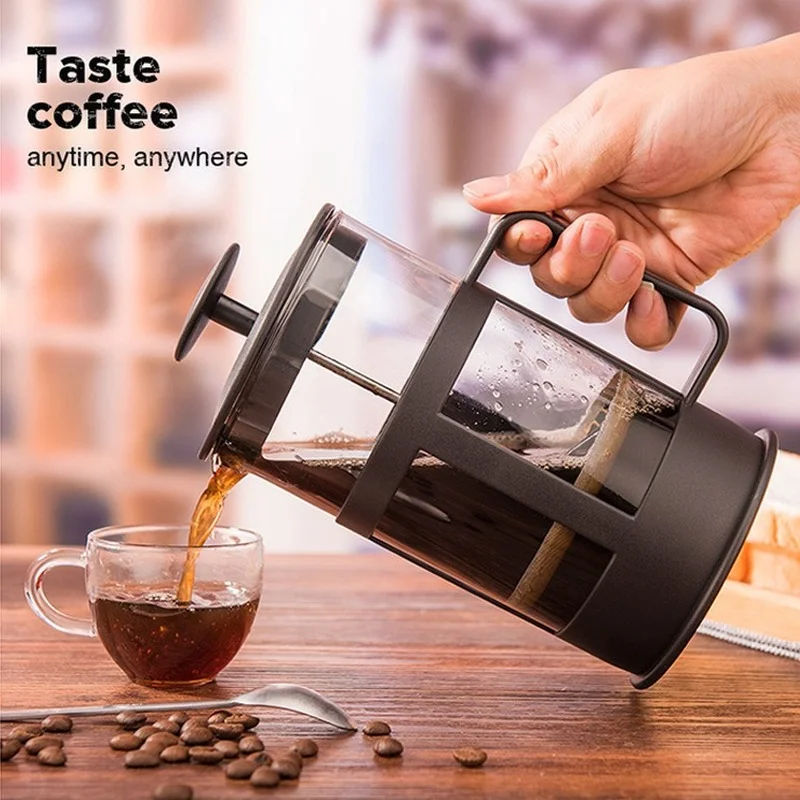 

Coffee French Press Tea Maker 12Oz Thickened Black Borosilicate Glass Coffee Press Rust-Free and Dishwasher Safe French Presses