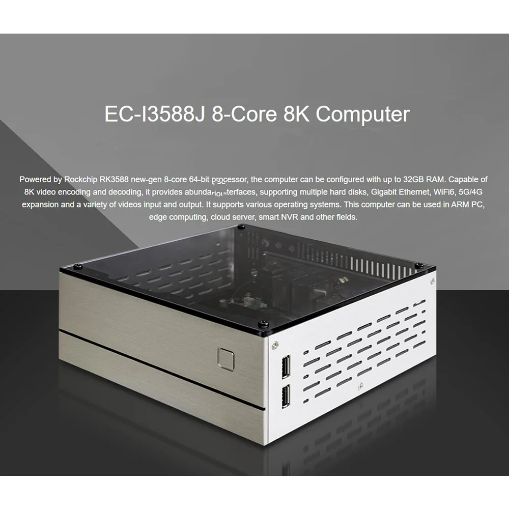 Подсветка для компьютера 8-ядерный Процессор Rockchip RK3588 8K AI Mini-ITX 64 бит 4 ГБ/8 ГБ/16 ГБ