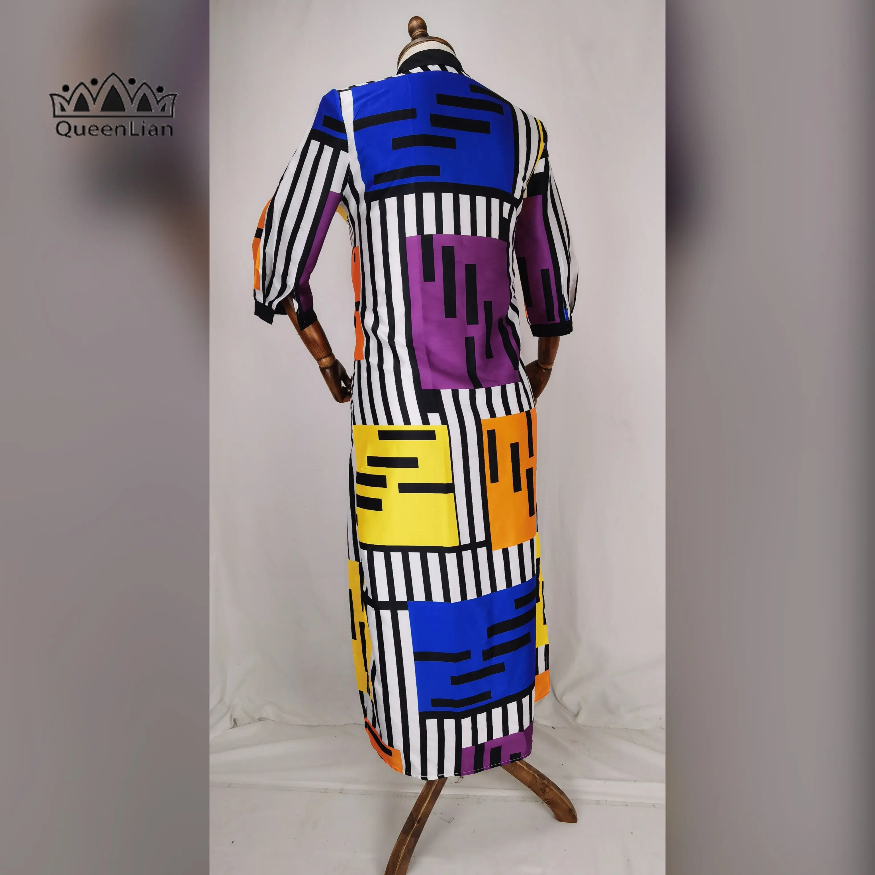 Модная рубашка с воротником Африканский шифон свободная длина Дашики