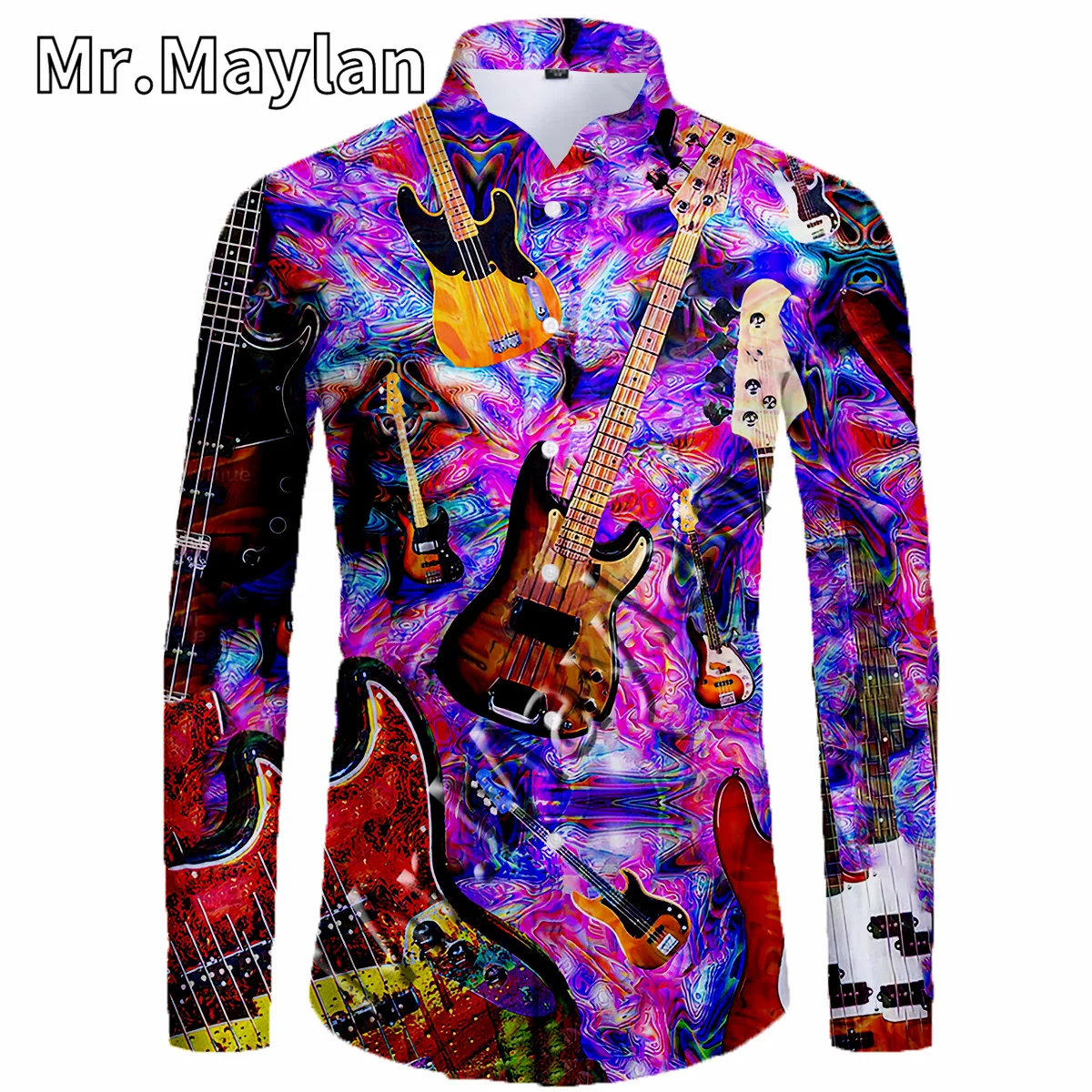 

Rock Music Guitar DJ Bar 3DPrint Beach Hawaiian Shirt Holiday Party Streetwear Long Sleeve Shirts Oversized 5XL Chemise Homme-22