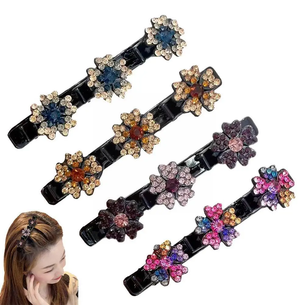 

Acryli Crystal Flowers Hair Clips For Girl Summer Sweet Cute Bangs Side Barrettes Elastic Duckbill Clip New Fashion Korean J6b3