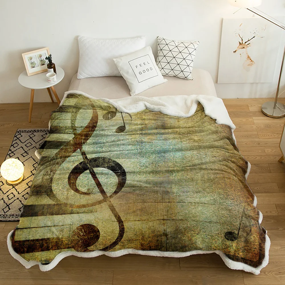 

Musical Symbol Piano Vintage Plush Throw Blanket Sherpa Fleece Bedspread Blankets Sofa Cover Bedding Picnic Wool Soft Blanket