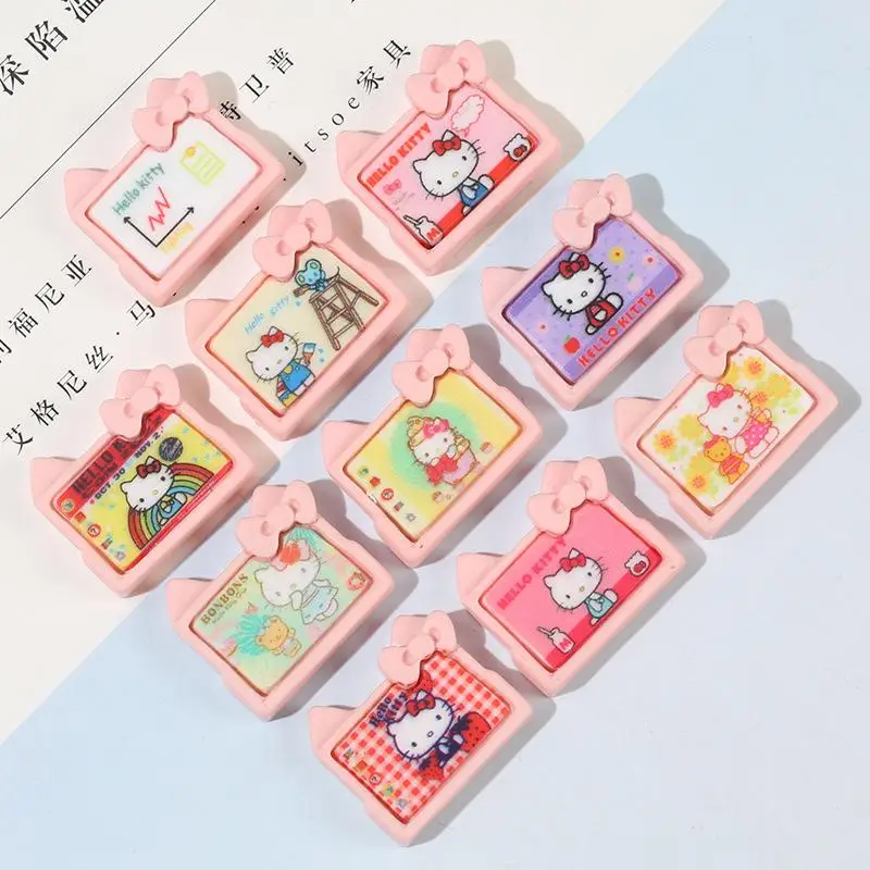 

10Pcs Sanrio Anime Accessories Kawaii Hello Kitty Cute Ktcat Girly Heart Cartoon Phone Case Storage Box Patch Gifts for Girls