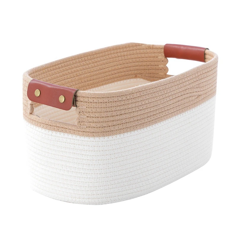 

Cotton Rope Storage Basket Woven Basket With Handles Basket Baby Diapers And Toy Organizer