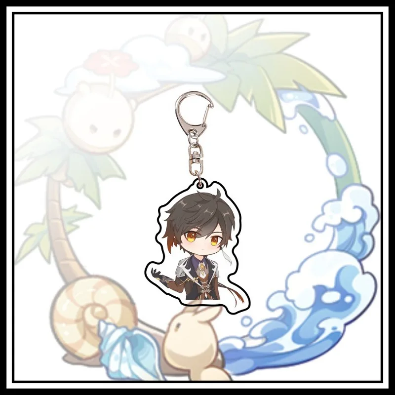 Ударопрочный акриловый брелок Ganyu Zhongli Venti Jean двухсторонний многослойный кулон Klee