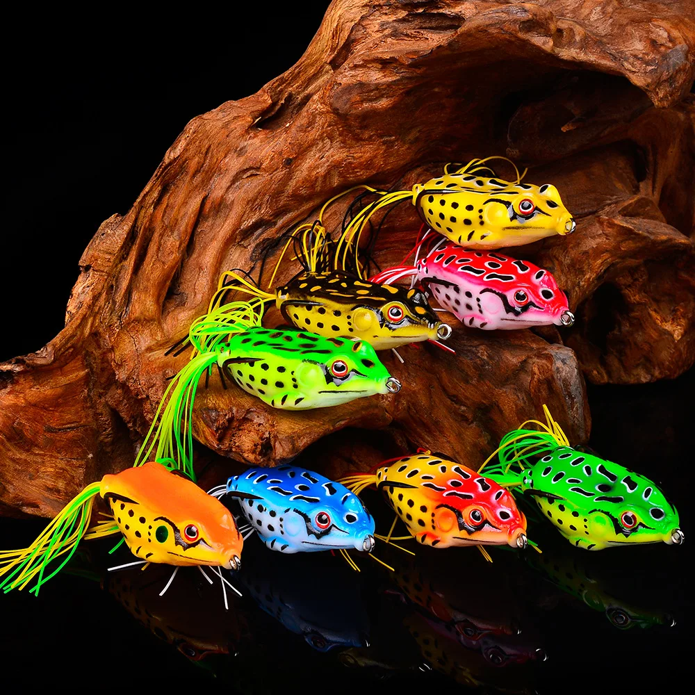 

1 Pcs Soft Tube Bait Plastic Fishing Lure with Fishing Double Hooks Topwater Ray Frog 3D Eyes Outdoor fishing Frog Lure