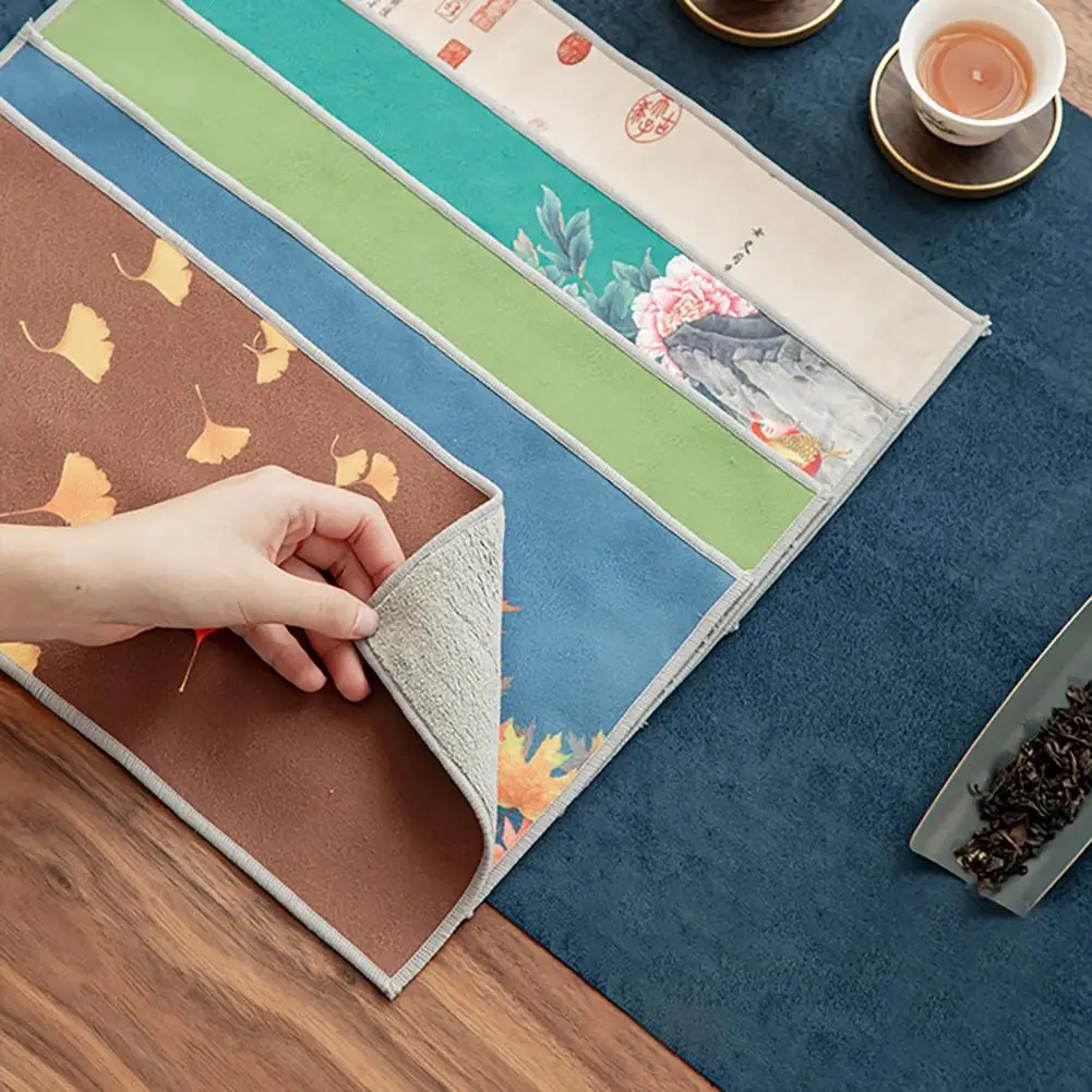 

Chinese Painted Tea Towel Absorbent Rag Thickened Table Cleaning Tea Cloth Cotton Household Cloth Dish Cleaning Wipe Tea Towels